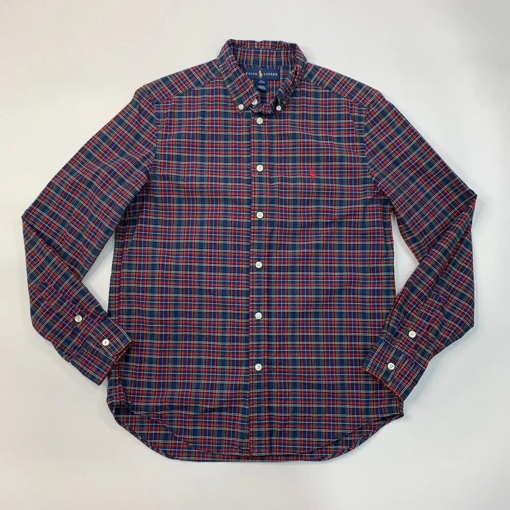 Ralph Lauren Shirt Boys‎ Youth L Large Plaid Button Down Long Sleeve Cotton